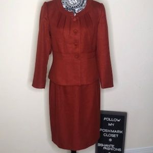 RUST LEOPARD PRINT SKIRT SUIT